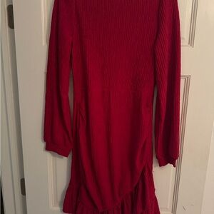 Red Wrap Ruffled Ruched Mini Dress